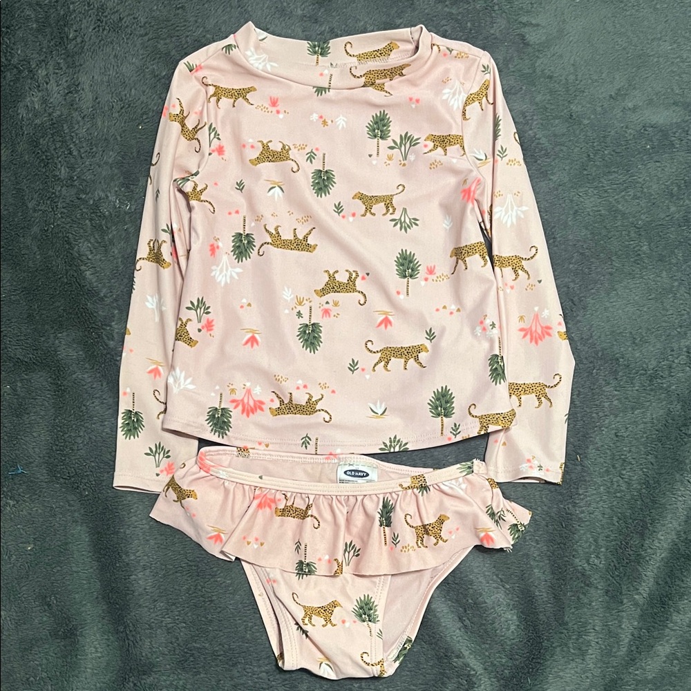 Old Navy Pink Leopard Rashguard Set